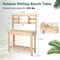 Costway Potting Bench Table Wooden Garden Work Bench Platform with Display Rack Hidden Sink